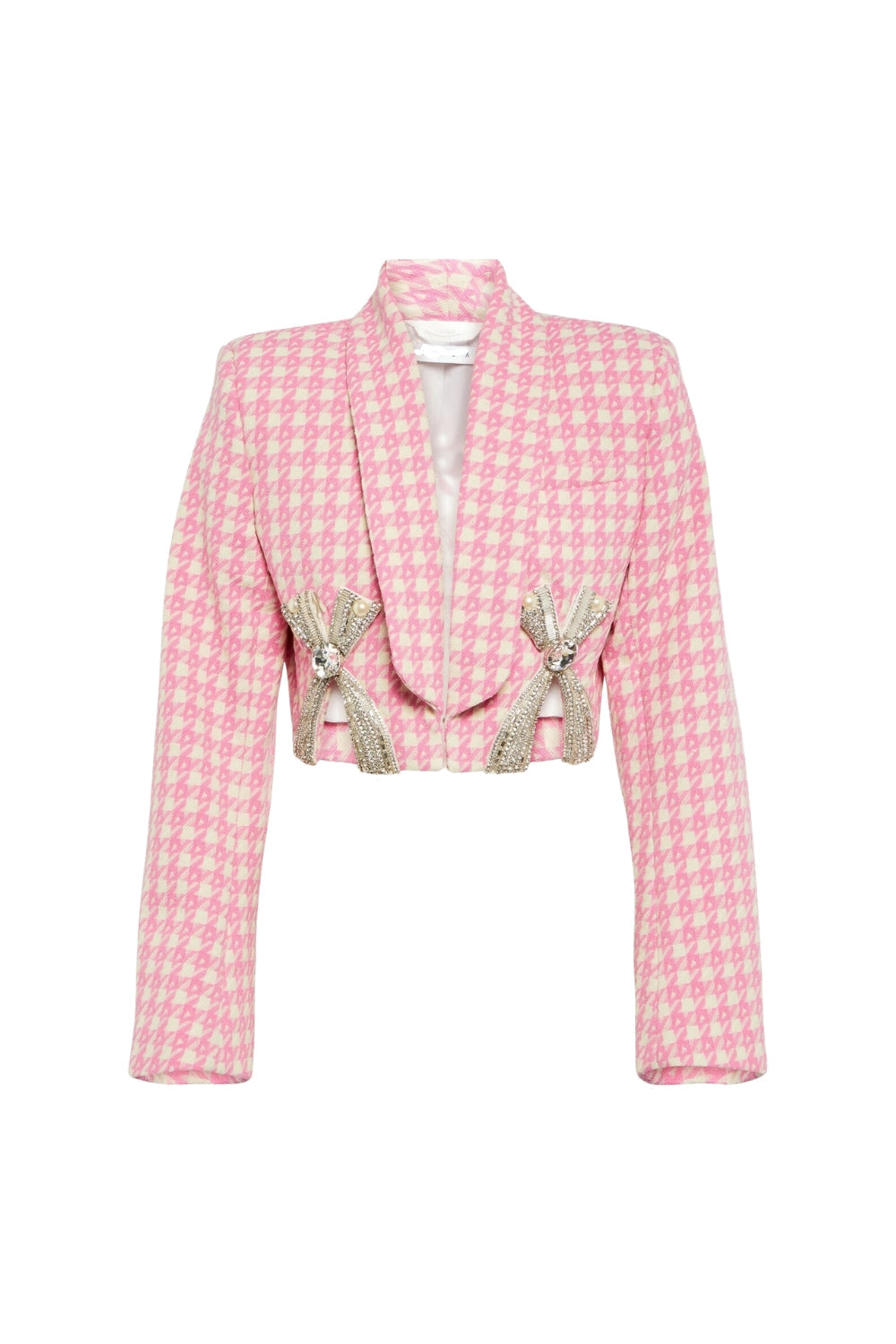 helen Embellished checked wool-blend blazer set in pink Avalabel