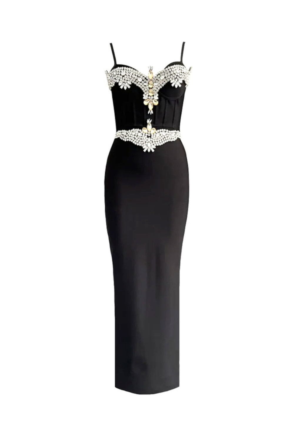 rita Rhinestone Bandage maxi dress in black Avalabel