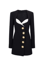 evelyn Asymmetric Buttoned Mini Dress Avalabel