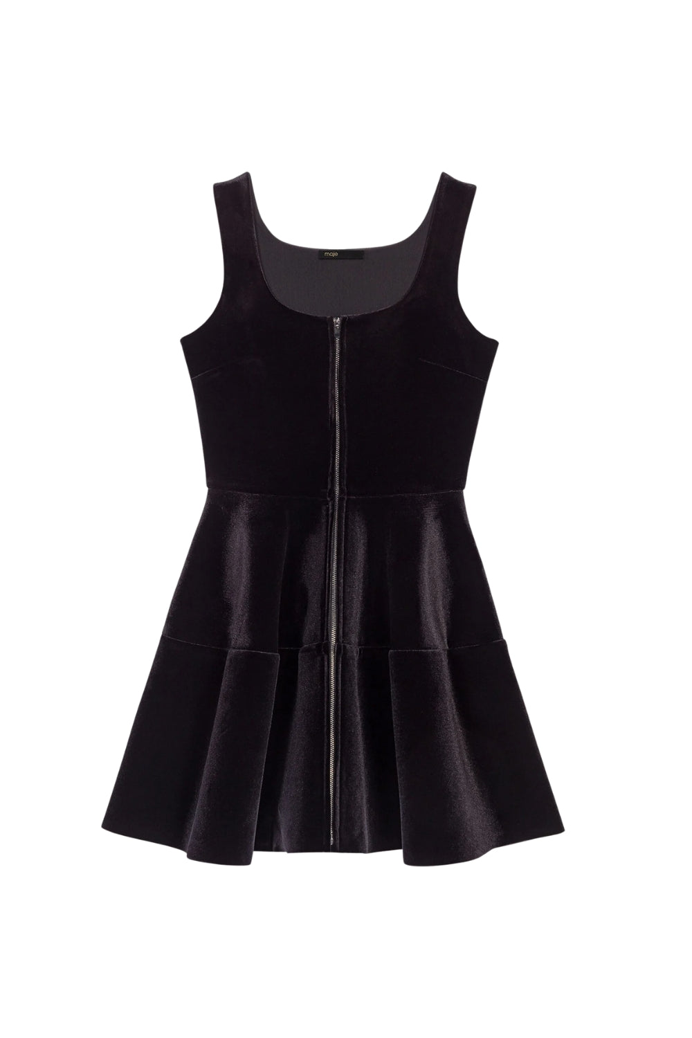 tara black Square neck velvet puff sleeveless mini dress