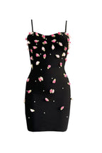 violet black 3D Rose Appliqués Bodycon mini Dress Avalabel