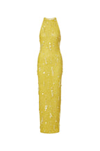 kelly beaded sequined sleeveless maxi dress in yellow Avalabel