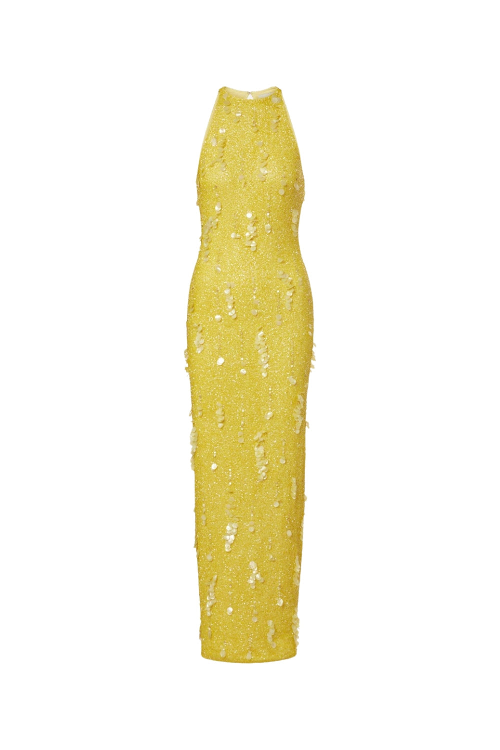 kelly beaded sequined sleeveless maxi dress in yellow Avalabel