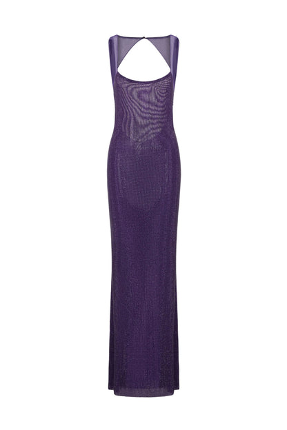 modesty sequin Mesh Back Maxi Dress - Purple Avalabel