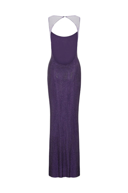 modesty sequin Mesh Back Maxi Dress - Purple Avalabel