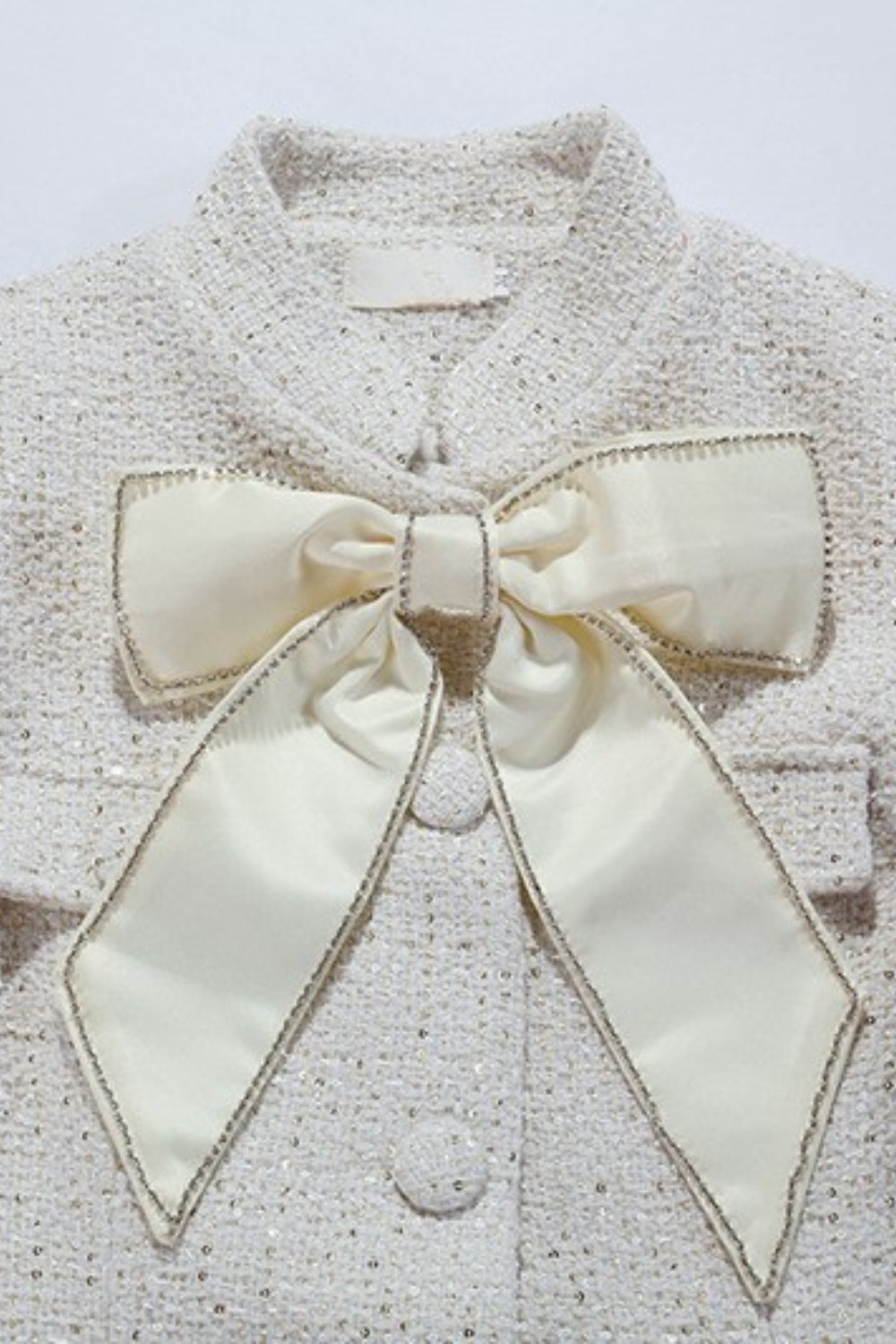 theresa Large bow feather blazer mini dress in white Avalabel