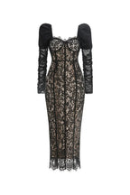 wendy square neck lace maxi dress in black Avalabel