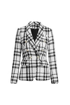 quintina black white Plaid Blazer Avalabel