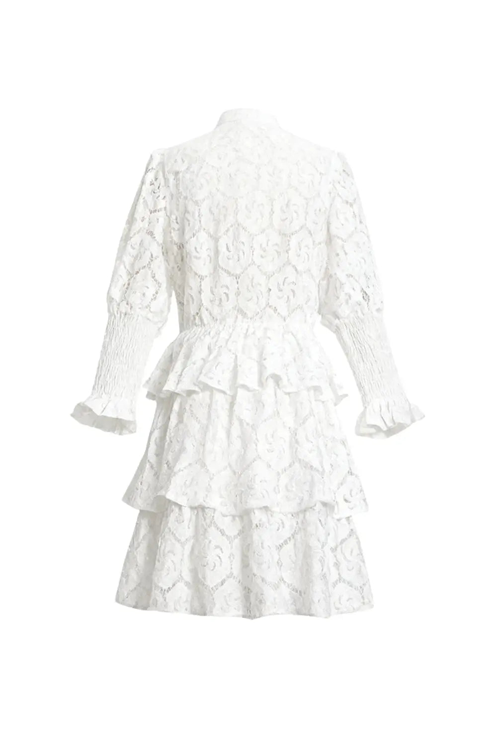 vanessa Long Sleeves Layered Lace Mini Dress in white Avalabel