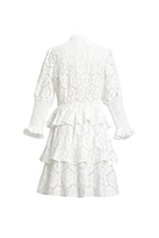 vanessa Long Sleeves Layered Lace Mini Dress in white Avalabel