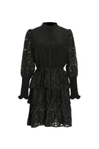 vanessa Long Sleeves Layered Lace Mini Dress in black Avalabel
