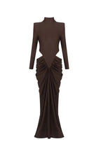 jacqueline Turtleneck Long Sleeve Cutout bodycon Gown in brown Avalabel