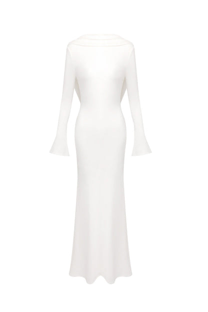 gloria DRAPED BACKLESS JERSEY MAXI DRESS in white
