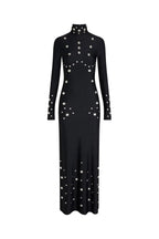 clara Embellished stretch-jersey maxi dress in black Avalabel