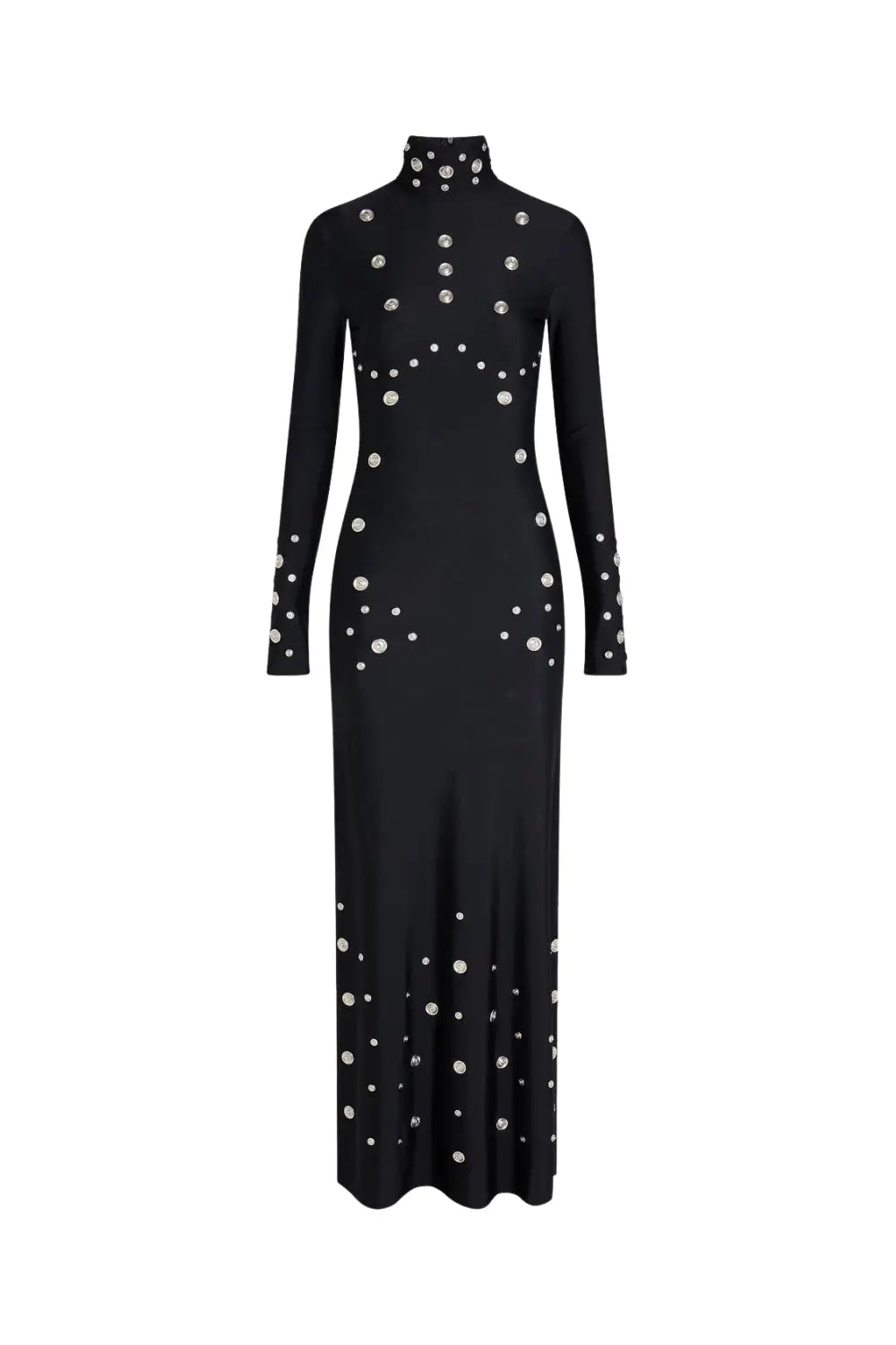 clara Embellished stretch-jersey maxi dress in black Avalabel