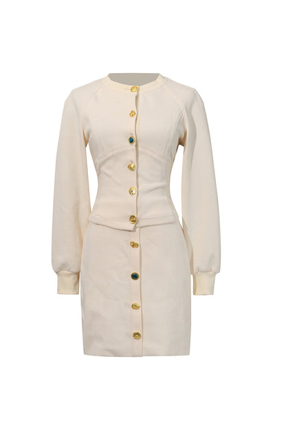 tabitha Embellished Button Co-ord Set – Ivoire