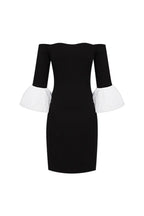 nicole strapless feather sleeve mini dress in black Avalabel