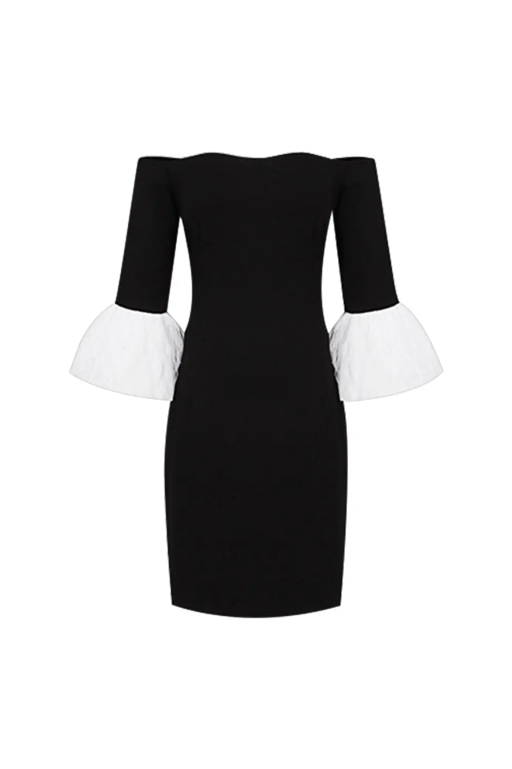 nicole strapless feather sleeve mini dress in black Avalabel