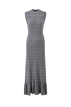 valerie Studded Knit sleeveless Midi Dress in gray Avalabel
