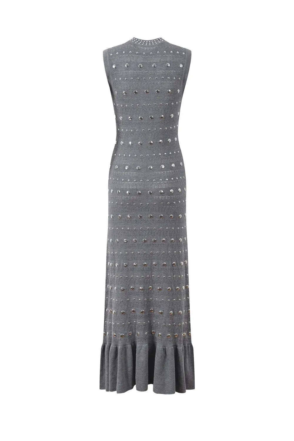 valerie Studded Knit sleeveless Midi Dress in gray Avalabel