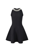 virginia Pearl Collar mini Dress in black Avalabel