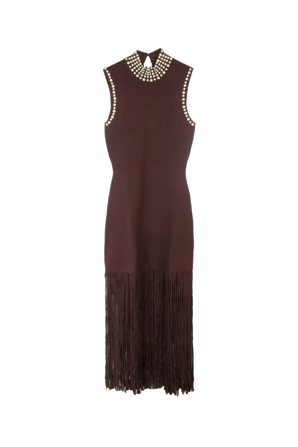 lara Brown Fringe Knit Embellished sleevless midi Dress Avalabel