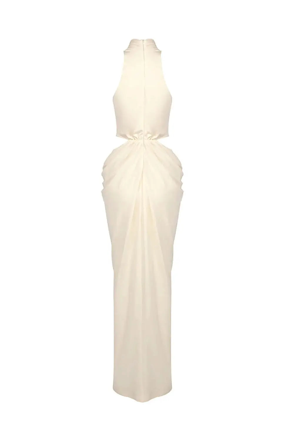 stephanie Cutout Waist halter Maxi Dress in beige Avalabel