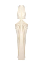 stephanie Cutout Waist halter Maxi Dress in beige Avalabel