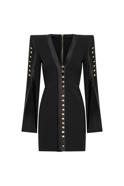 Moises Buttoned Split Sleeve Mini Dress