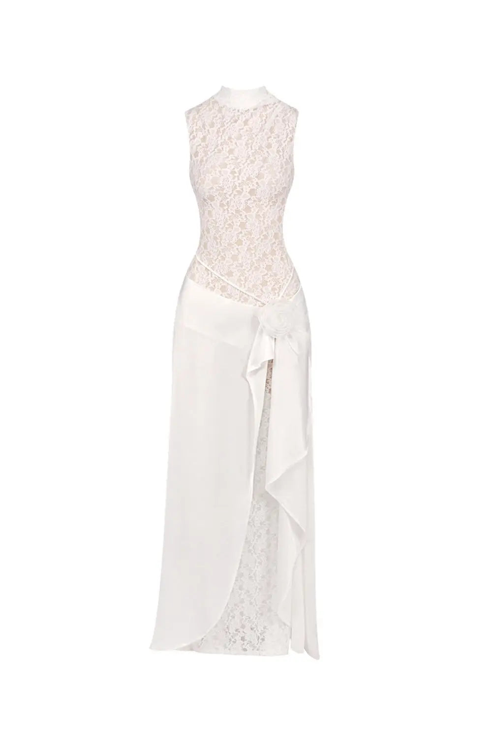 giselle flower embellished sleeveless lace maxi dress  in white Avalabel
