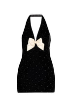 Anais Halter Bow Velvet Mini Dress Avalabel