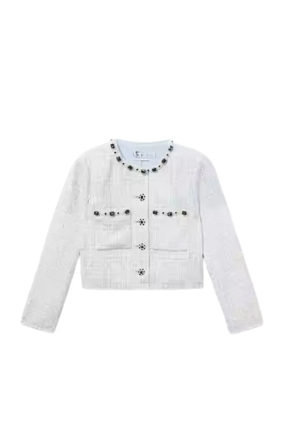 zenobia pale blue beaded Embellished Tweed Jacket Avalabel