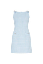 Halter Neck Tweed Vest Mini Dress in Blue Avalabel
