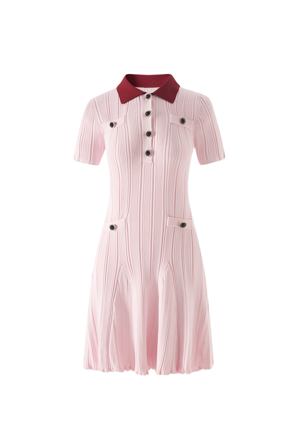 Christine Pink Contrast Collar Knit Mini Dress Avalabel