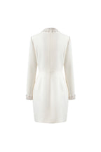 Beaded Cuffs Long Sleeve Mini Dress in White Avalabel