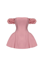 Sherry Flower Strapless Puffy Mini Dress in Pink Soraya