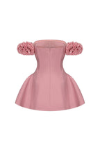 Sherry Flower Strapless Puffy Mini Dress in Pink Soraya