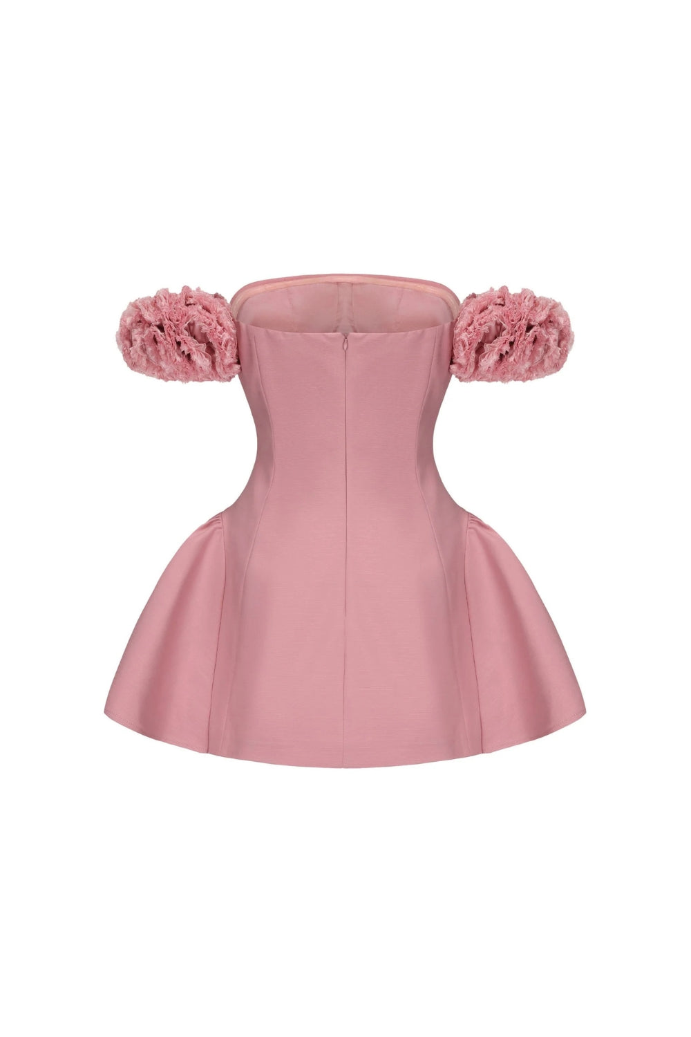 Sherry Flower Strapless Puffy Mini Dress in Pink Soraya
