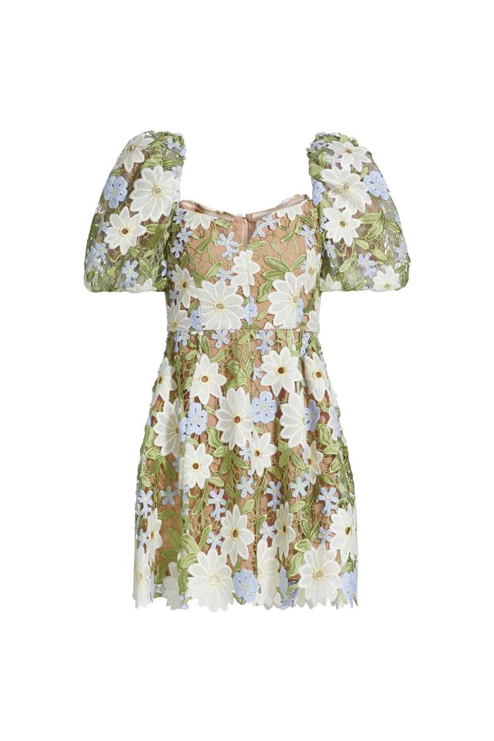 Rebecca Flora Lace Mini Dress in Green Soraya