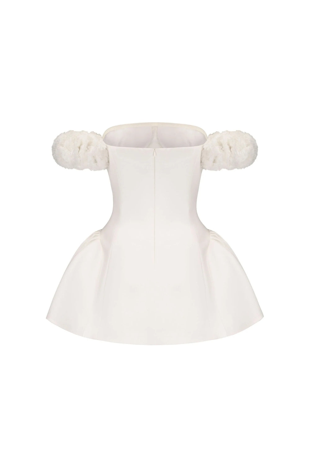 Sherry Flower Strapless Puffy Mini Dress in White Soraya