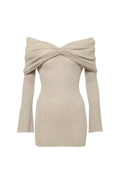 Rosara Off Shoulder Knit Mini Dress