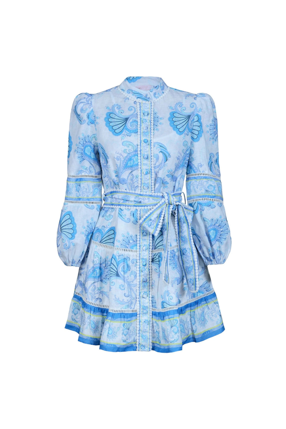 Vicky Floral Print Puff Sleeve Mini Dress in Blue Avalabel