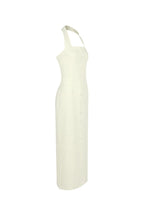 Almond Woven Halter Button Maxi Dress Avalabel