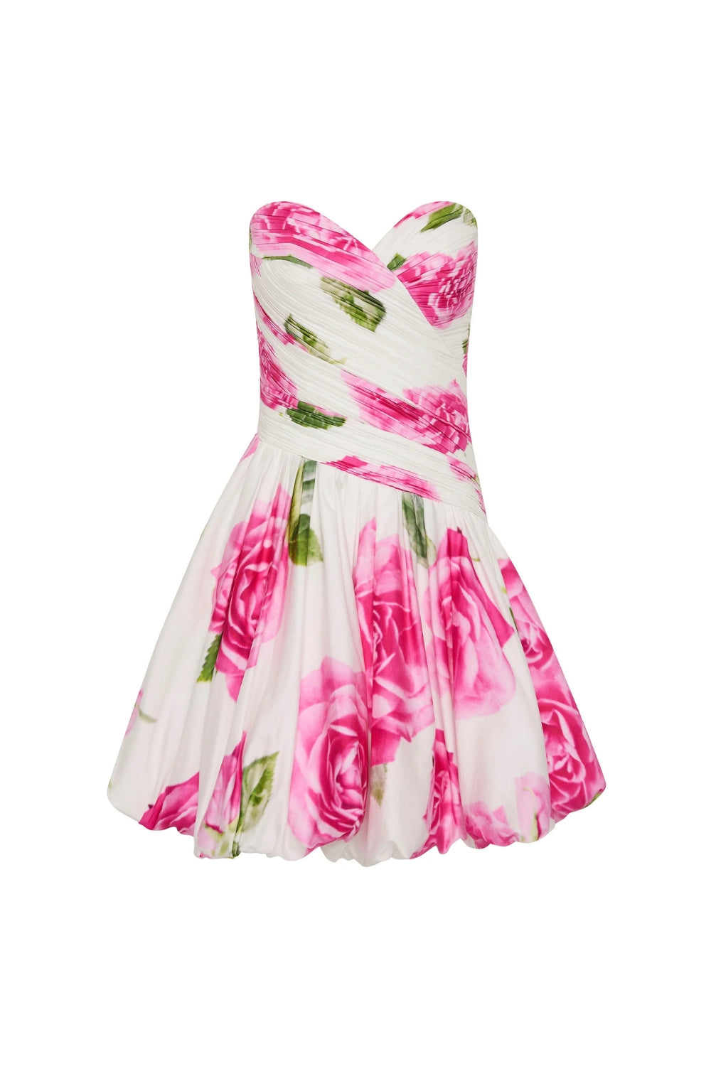 Rose Light Bubble Hem Strapless Mini Dress Avalabel
