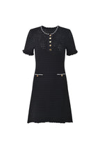Simona Hollow Knit Mini Dress in Black Avalabel