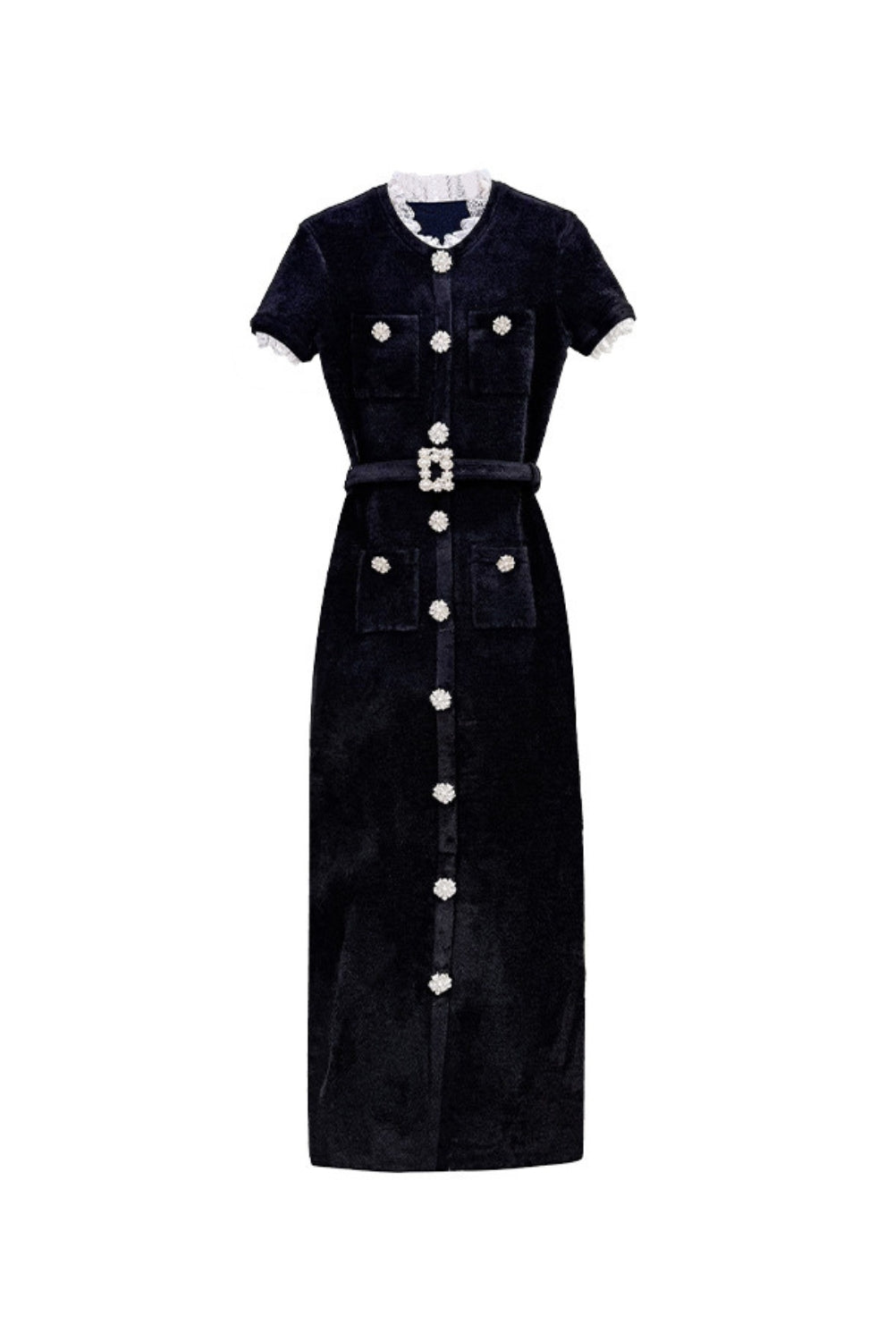 Kama Black Chenille Knit Midi Dress Avalabel