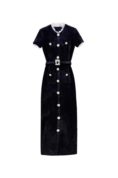 Kama Black Chenille Knit Midi Dress