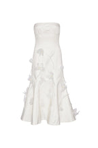 3D Floral Applique Sleeveless Midi Dress in White Avalabel