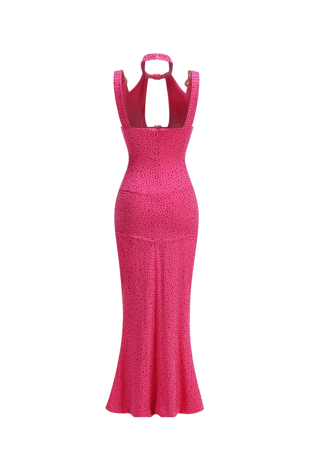 Claire Crystal Embellished Cutout Maxi Dress in Rose Red Avalabel