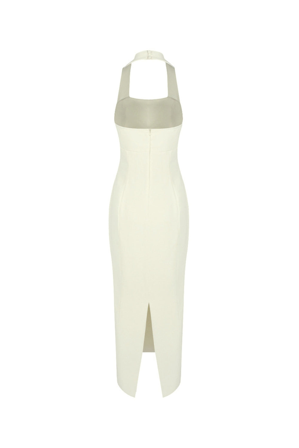 Almond Woven Halter Button Maxi Dress Avalabel